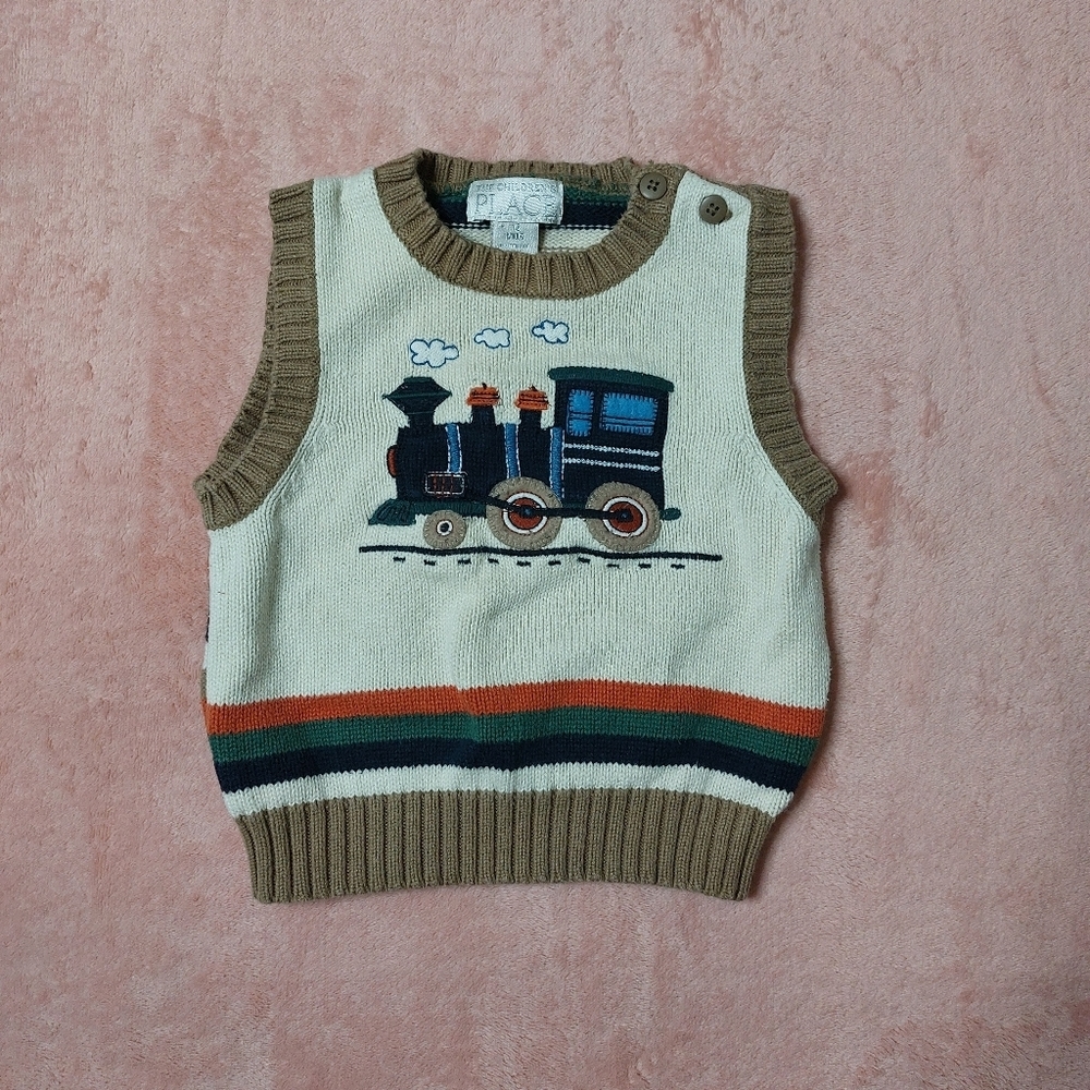 Children's Place Train Sweater Vest Size 12 Months - Picture 1 of 5